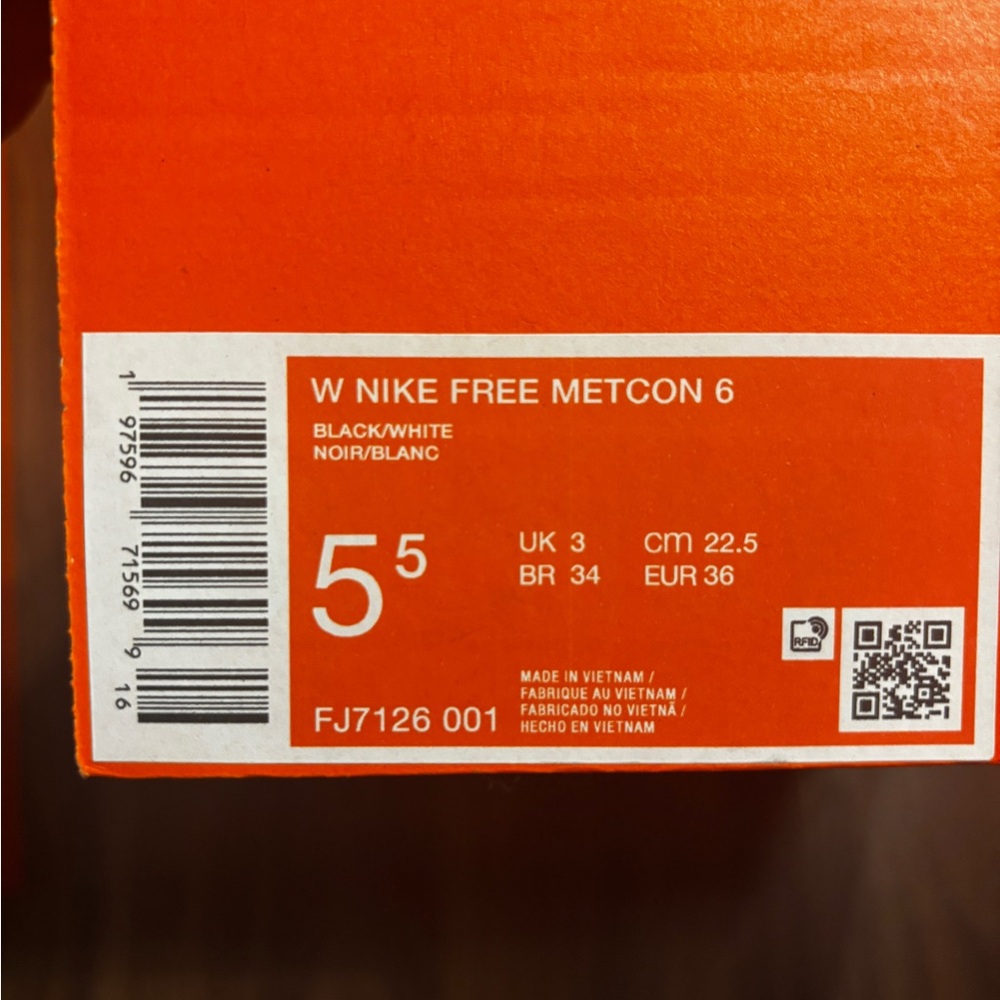 Nike Free Metcon 6 Black White Women's Running Shoe FJ7126-001 NO LID - Picture 7 of 12